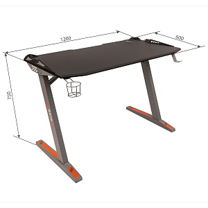 Стол компьютерный SKILLL CTG-003 120X60, Серая рама/черная столешница 